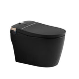 Black smart bidet toilet with built-in water tank, auto flush and heated seat