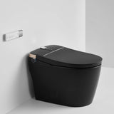 Black smart bidet toilet with built-in water tank, heated seat and remote control