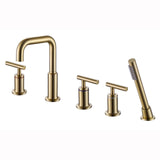 Brushed Gold 5-Hole Roman Tub Faucet with Hand Shower