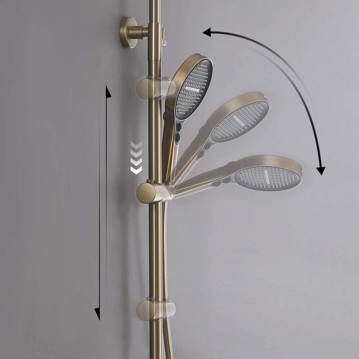Exposed 3-Function Rain Shower Column with Shelf & Waterfall Tub Filler