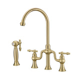 8-Inch Bridge Kitchen Faucet with Side Sprayer 360° Swivel Spout