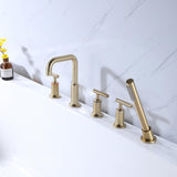 Brushed Gold 5-Hole Roman Tub Faucet with Hand Shower