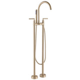 Twin-Column Freestanding Tub Filler with Dual Handles & Hand Shower