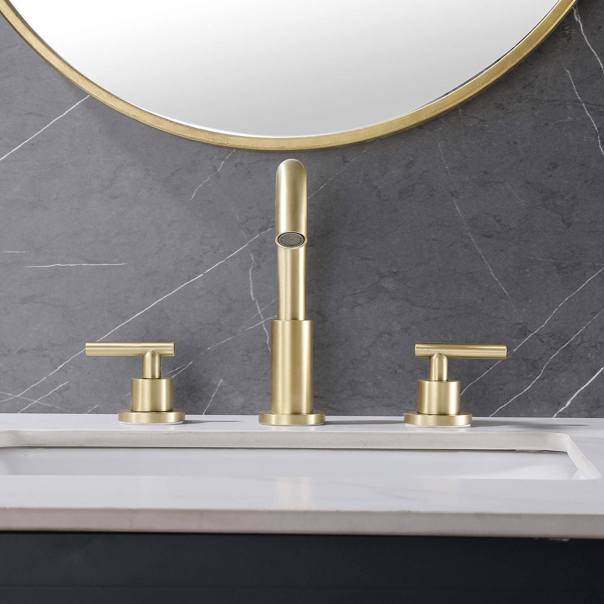 Widespread Bathroom Faucet with Dual Handles Solid Brass Sink Mixer Tap