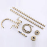 Twin-Column Freestanding Tub Filler with Dual Handles & Hand Shower