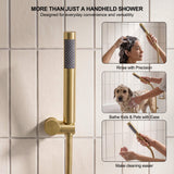 Brushed gold handheld shower sprayer with flexible hose for bathing, cleaning and everyday use