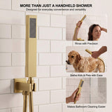 Brushed gold handheld shower sprayer for precise rinsing, cleaning and everyday bathroom use