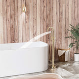 Brushed Gold 316 Stainless Steel Outdoor Freestanding Tub Faucet with Hand Shower