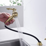 8-Inch Bridge Kitchen Faucet with Side Sprayer 360° Swivel Spout