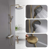 Exposed 3-Function Rain Shower Column with Shelf & Waterfall Tub Filler