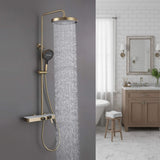 Exposed 3-Function Rain Shower Column with Shelf & Waterfall Tub Filler