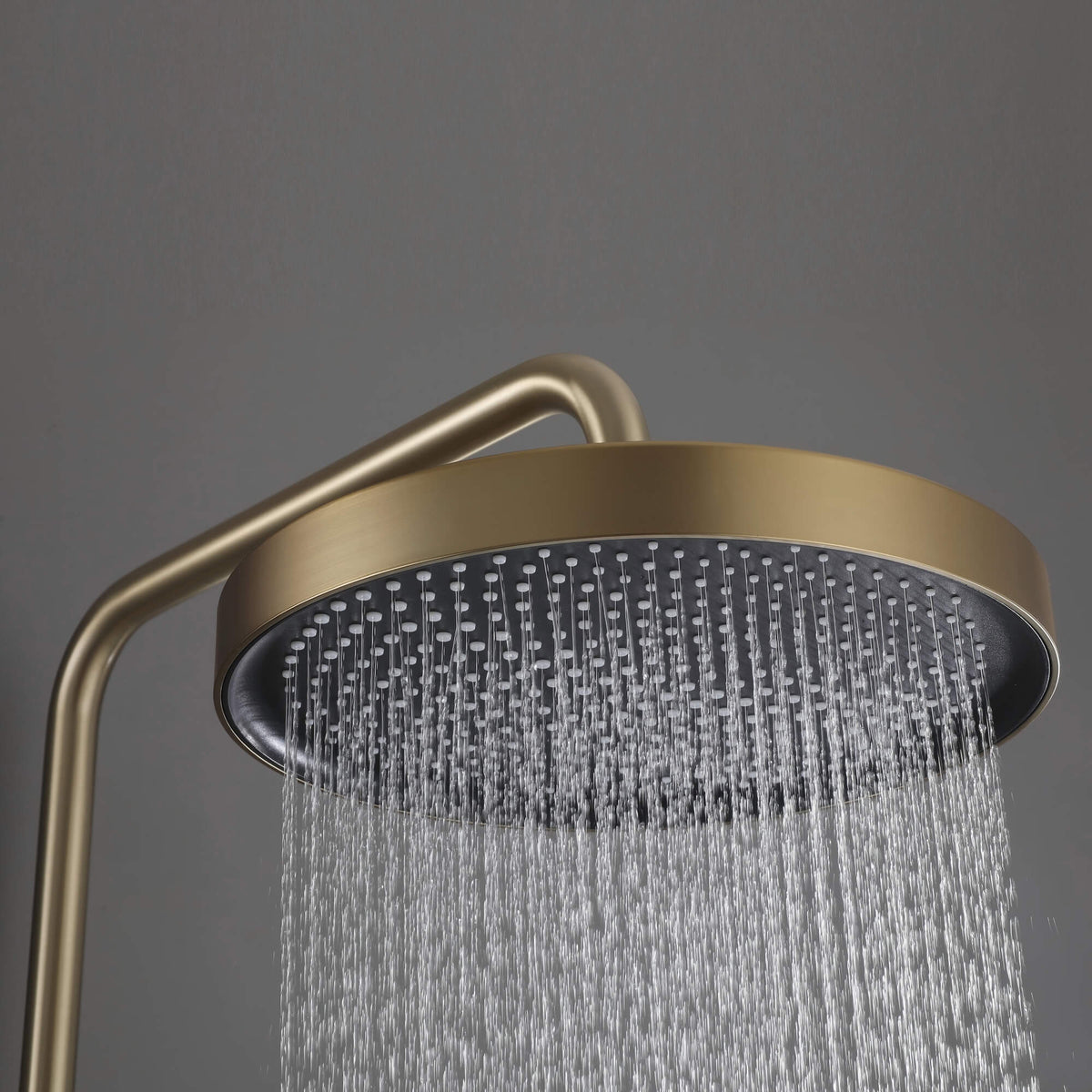 Exposed 3-Function Rain Shower Column with Shelf & Waterfall Tub Filler