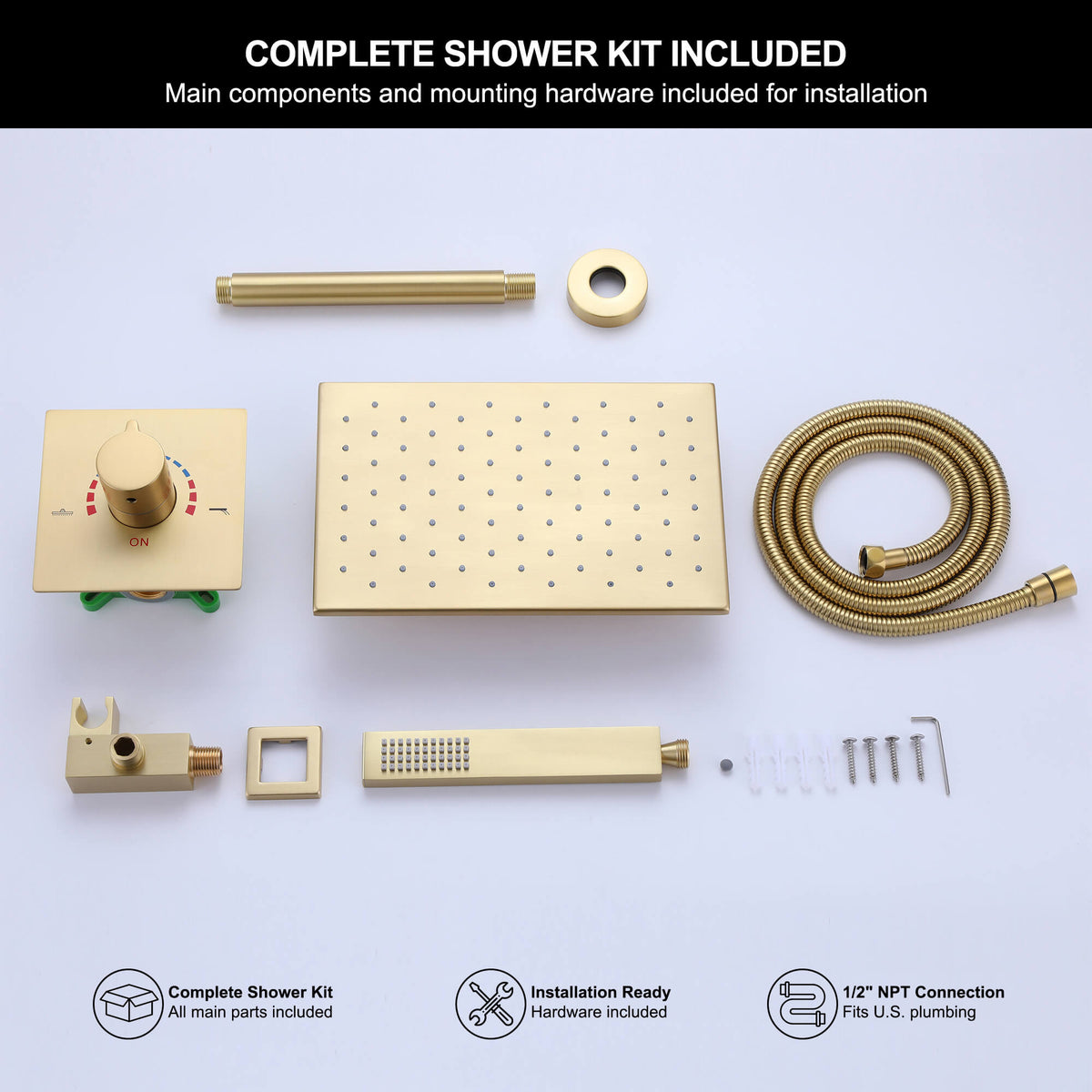 Ceiling-Mounted Single Handle Rain Shower Set