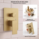 Rain Shower System with 10-Inch Head and 3-Function Handheld Solid Brass