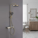 Exposed 3-Function Rain Shower Column with Shelf & Waterfall Tub Filler