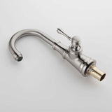 Brushed nickel basin faucet body design with single hole mounting structure