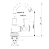 Brushed nickel bathroom faucet dimensions and installation specification drawing
