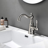 Single Hole Bathroom Faucet with Curved Spout Vintage Vanity Sink Mixer Tap