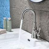 Brushed nickel bathroom faucet with smooth water flow for bathroom sink