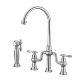 8-Inch Bridge Kitchen Faucet with Side Sprayer 360° Swivel Spout