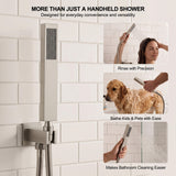 Brushed nickel handheld shower sprayer for rinsing, cleaning, and everyday bathroom use