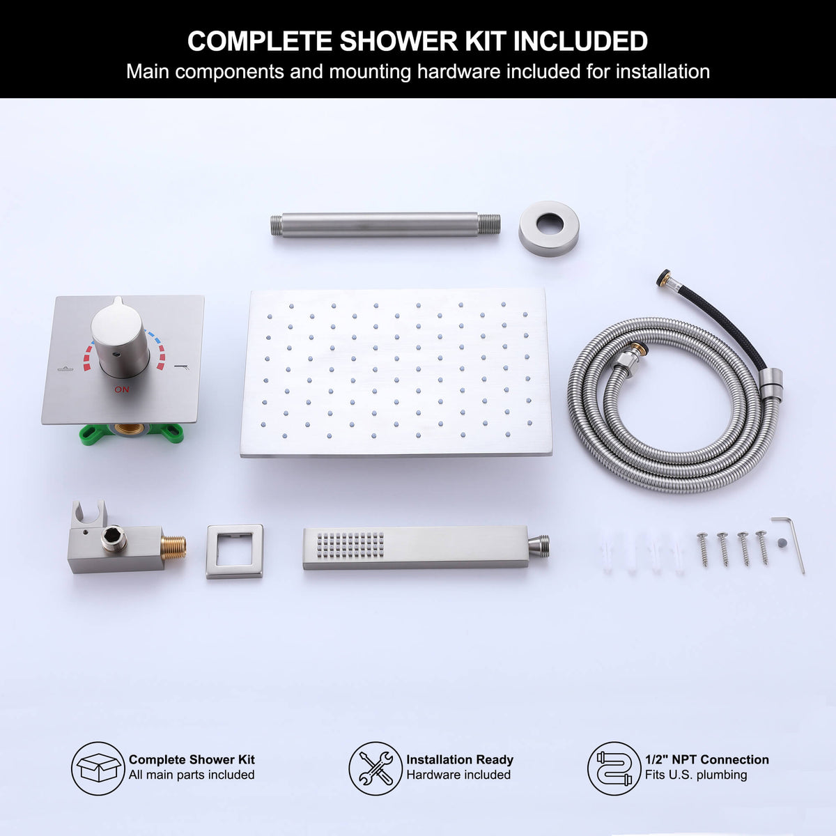 Ceiling-Mounted Single Handle Rain Shower Set