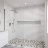 Brushed nickel rain shower system with handheld shower and wall-mounted 10-inch rainfall shower head
