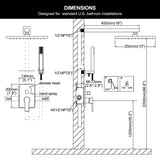 Brushed nickel shower system dimensions and installation guide for standard US bathroom plumbing
