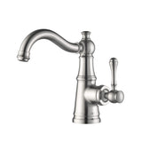 Single Hole Bathroom Faucet with Curved Spout Vintage Vanity Sink Mixer Tap