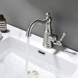 Single Hole Bathroom Faucet with Curved Spout Vintage Vanity Sink Mixer Tap