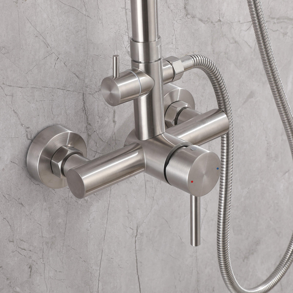 316 Stainless Steel Wall-Mounted Outdoor Shower with Rainfall Shower Head and Handheld Sprayer