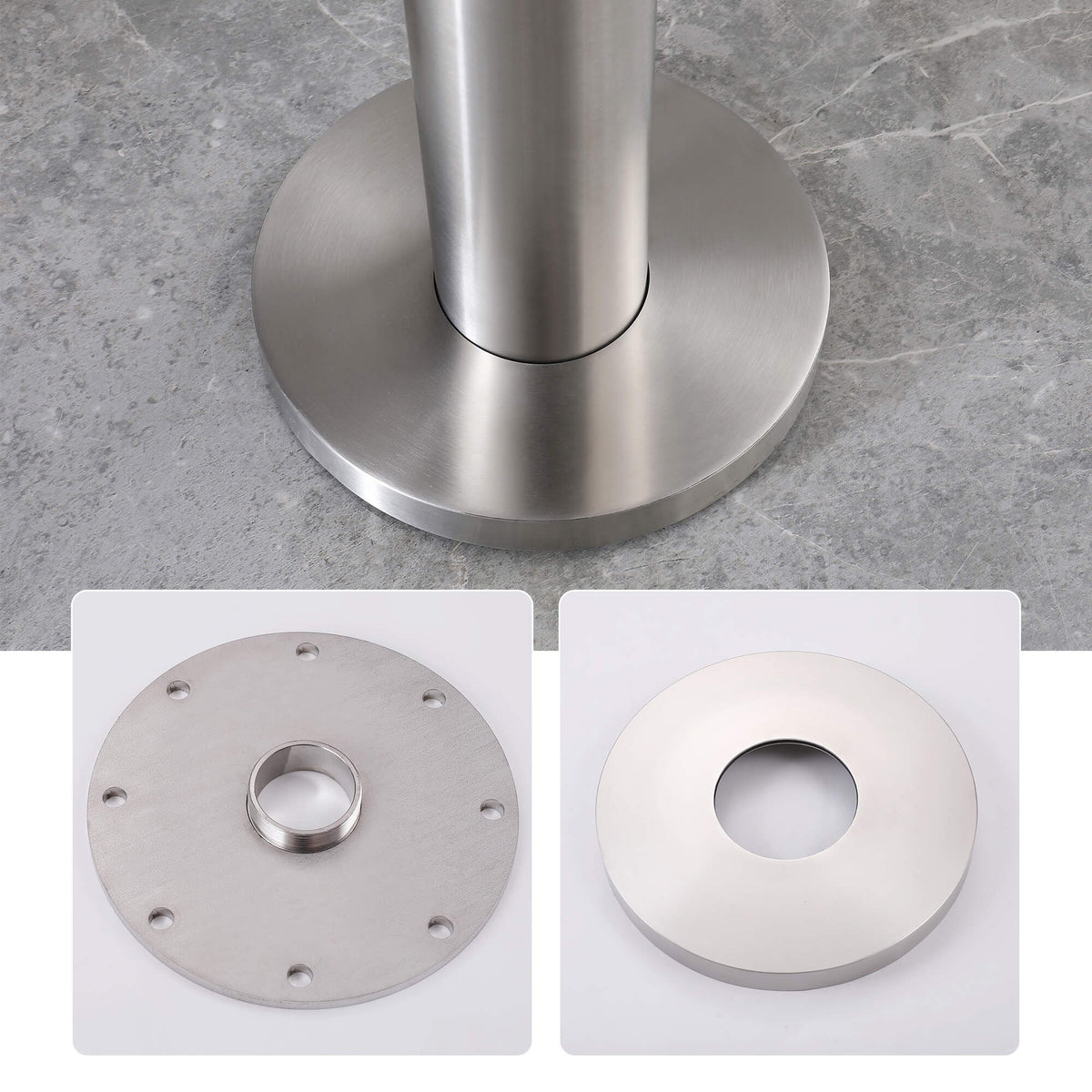Freestanding Poolside Outdoor Shower with 12-Inch Rainfall Head, Foot Rinse Spout, Shelf & Towel Hook