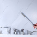 4-Hole Deck-Mount Tub Faucet with Extended Spout and Hand Shower
