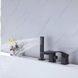 3-Hole Square Waterfall Roman Tub Faucet with Hand Shower