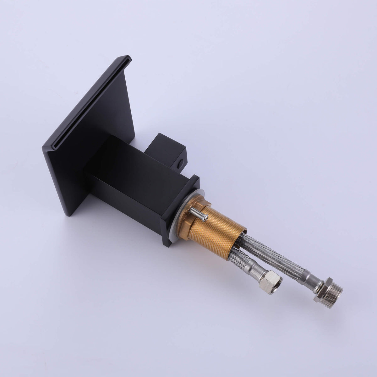 3-Hole Square Waterfall Roman Tub Faucet with Hand Shower