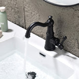 Single Hole Bathroom Faucet with Curved Spout Vintage Vanity Sink Mixer Tap