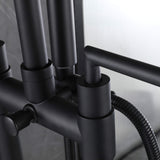 Twin-Column Freestanding Tub Filler with Dual Handles & Hand Shower