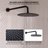Large circular shower head with flexible silicone jets and an adjustable swivel for comfortable full-body coverage
