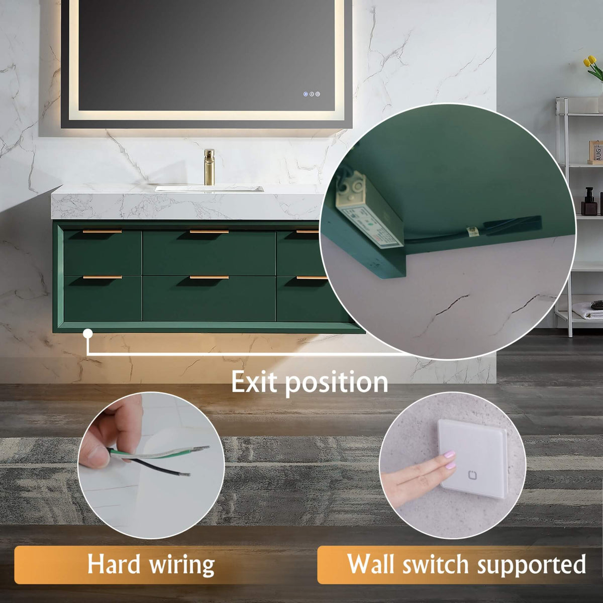 48-Inch Floating Bathroom Vanity with Sink, 6 Drawers & LED Lighting