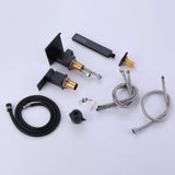 3-Hole Square Waterfall Roman Tub Faucet with Hand Shower