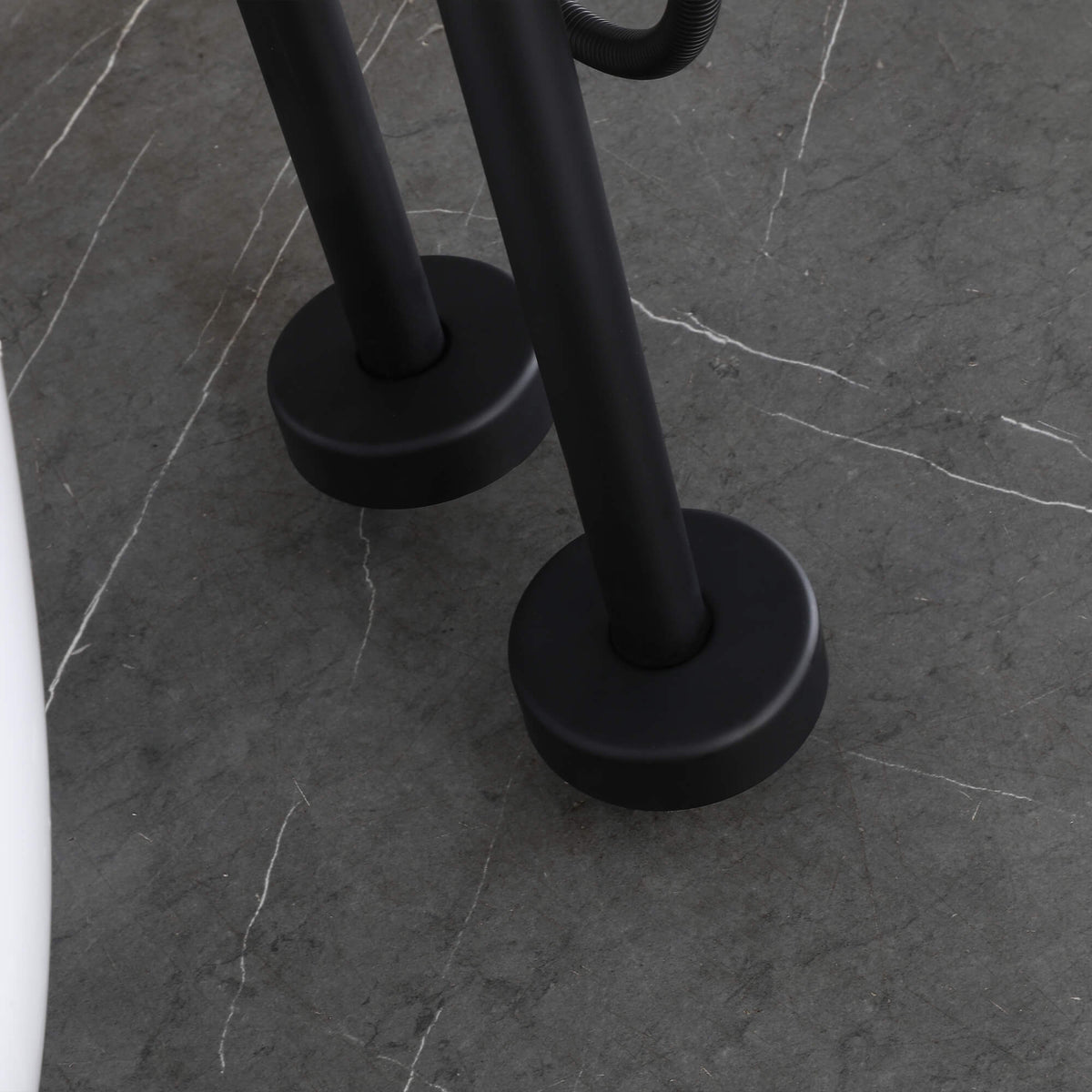 Twin-Column Freestanding Tub Filler with Dual Handles & Hand Shower
