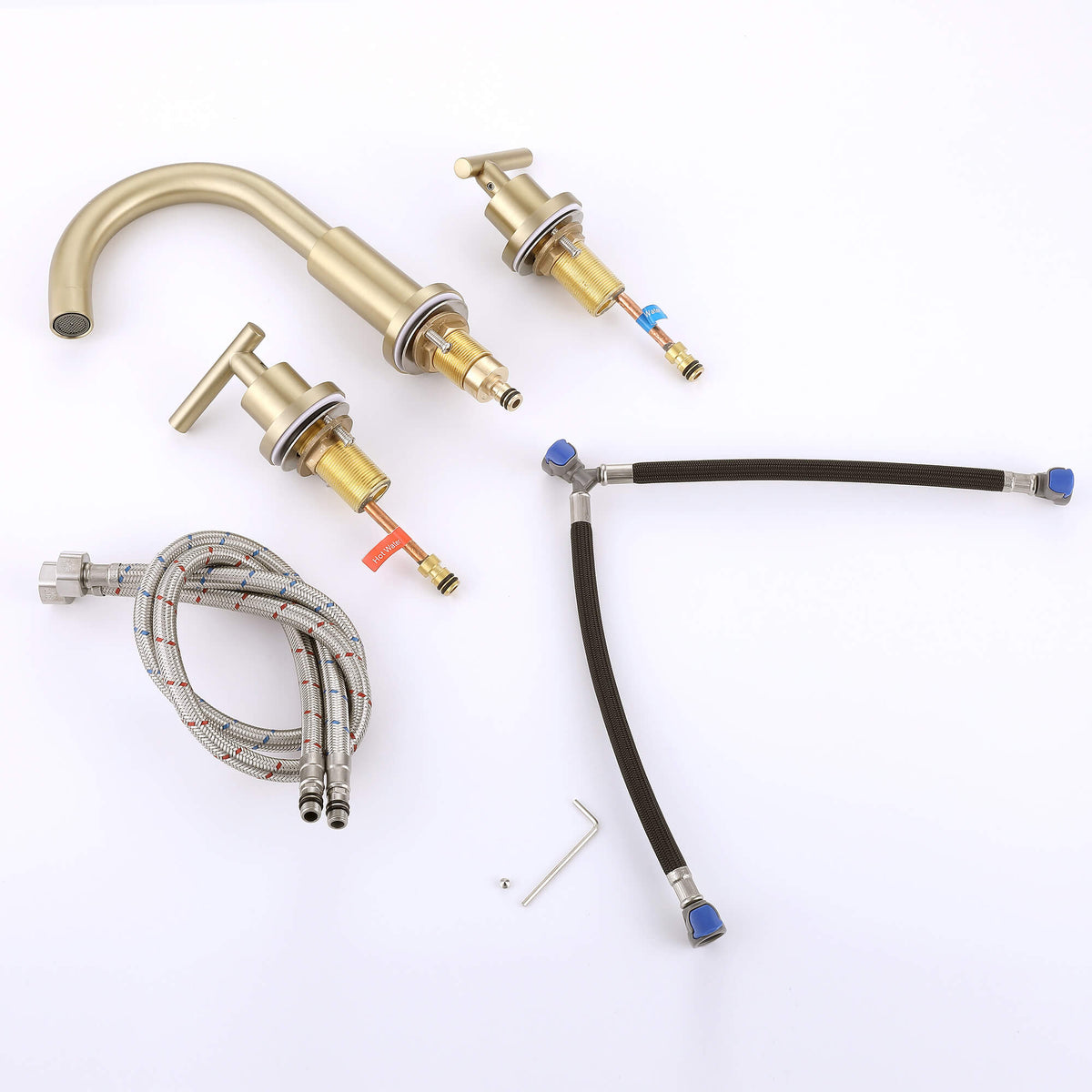 Widespread Bathroom Faucet with Dual Handles Solid Brass Sink Mixer Tap