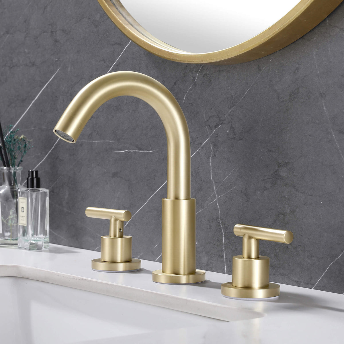 Widespread Bathroom Faucet with Dual Handles Solid Brass Sink Mixer Tap