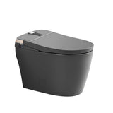 Gray smart bidet toilet with built-in water tank, auto flush and heated seat