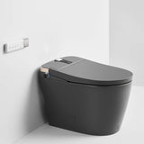 Gray smart bidet toilet with built-in water tank, auto flush and heated seat