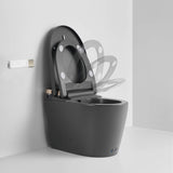 Gray smart toilet with automatic lid and seat opening for hands-free use