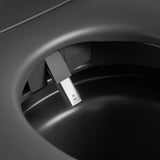 Gray smart bidet toilet with self-cleaning wash nozzle for personal cleansing