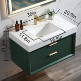 36-Inch Floating Bathroom Vanity with LED Lighting & 2 Drawers