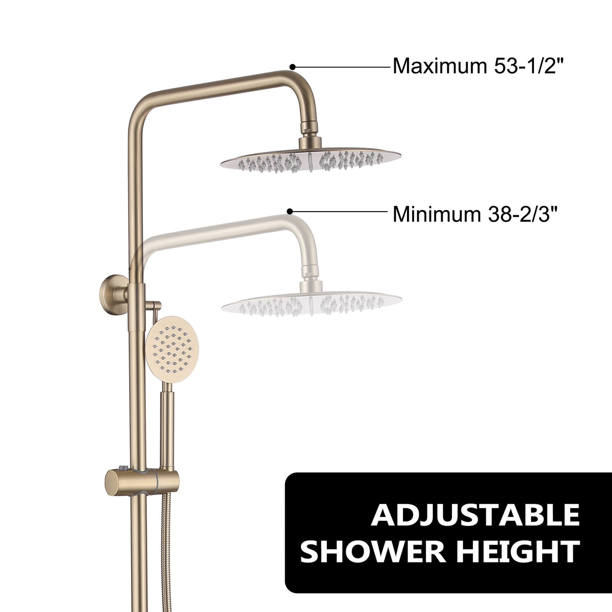 3-Function 304 Stainless Steel Wall-Mounted Outdoor Shower System