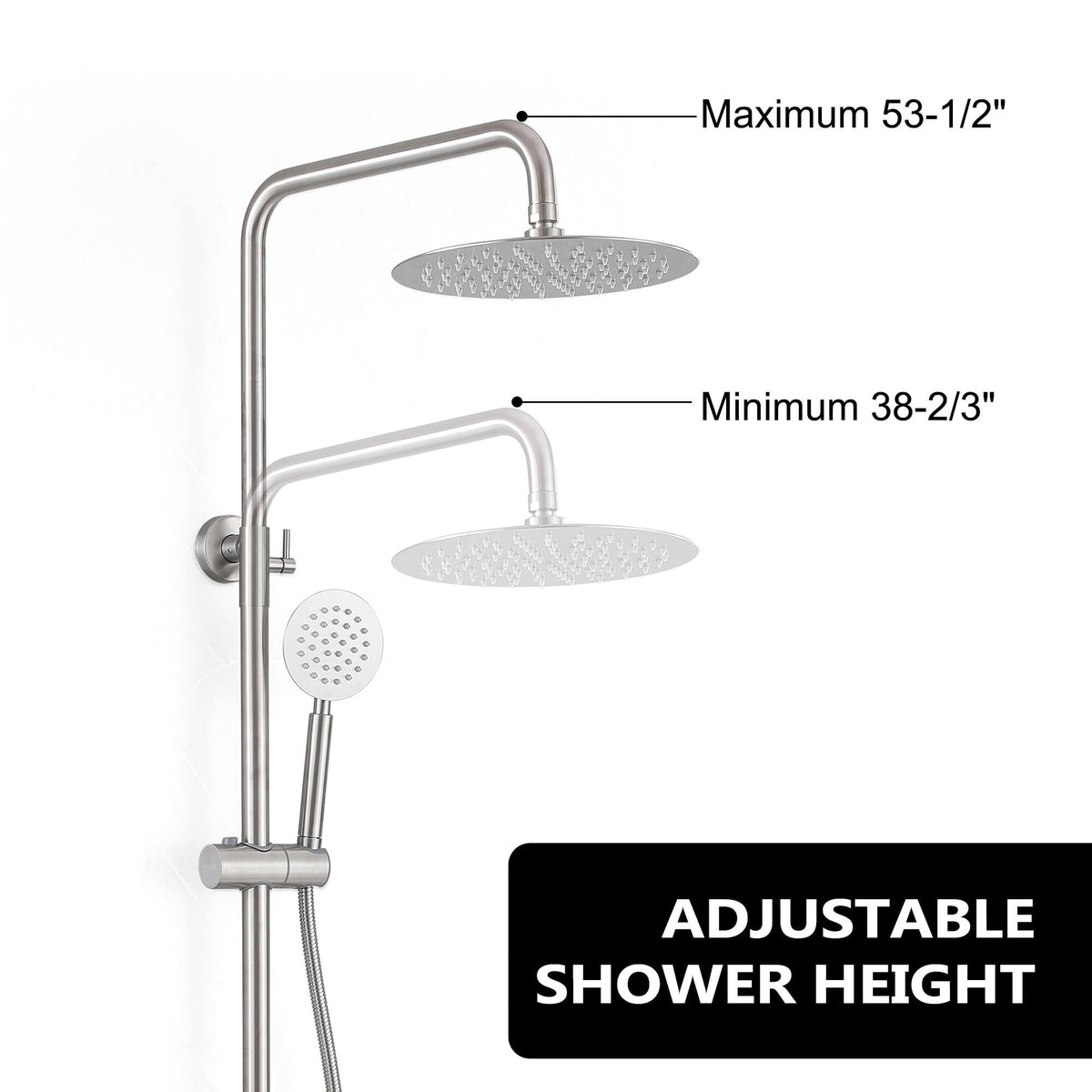 3-Function 304 Stainless Steel Wall-Mounted Outdoor Shower System